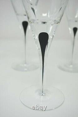 Orrefors INTERMEZZO BLACK Teardrop Water Goblet Glasses 9-1/4 Set of 6 MINT