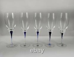 Orrefors INTERMEZZO Blue SET of 5 white Wine Glasses 22,5 cm (Q0090)