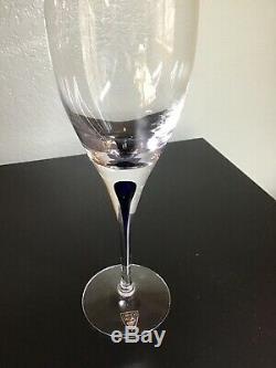 Orrefors Intermezzo Cobalt Blue Goblet/Wine Glasses- set of 8, excellent cond