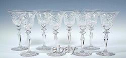 Pairpoint 5 7/8 Tall Set of 8 Beautiful Floral Cut Crystal Wine Stems