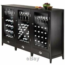 Pemberly Row 3 Piece Modular Wine Rack Cabinet Set in Espresso