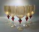 Pier 1 Amber Luster Red Jewel Blown Glass Wine Glass Water Goblet Set of 5