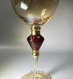 Pier 1 Amber Luster Red Jewel Blown Glass Wine Glass Water Goblet Set of 5