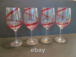 Pier 1 Swirline red swirl Water goblets Wine glasses set of 4