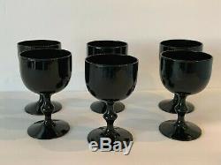 Portieux Vallerysthal Black Opaline Wine Glasses Set of 6