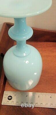Portieux Vallerysthal PV France Blue Opaline Milk Glass Goblets Set of 4
