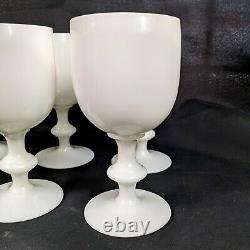 Portieux Vallerysthal PV French White Glass Wine Goblet Set of 6