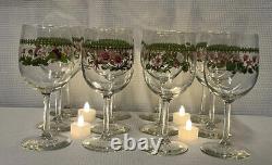 Portmeirion Botanic Garden Set Of (12) Wine Glasses Goblets 12OZ-Assorted Motifs