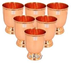 Pure Copper Handmade Set of 6 Wine Glasses For Hotel Restaurant 475 ML Each
