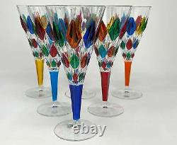 Puzzle Wine Glasses, Hand-Painted Italian Crystal, Set of 6