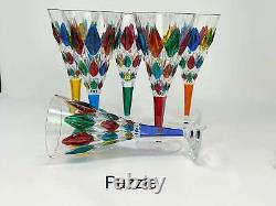 Puzzle Wine Glasses, Hand-Painted Italian Crystal, Set of 6