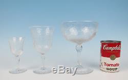 RARE 3pc Set HAWKES INTAGLIO ENGRAVED GLASSES Wine Water Grapefuit Goblet Glass