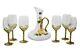 RORO Enameled and Jeweled Bohemian Crystal Wine Goblets Glasses & Jug Water Set