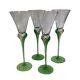 ROSENTHAL CRYSTAL Tulip Pedestal Wine Glasses Goblets Green Clear Set Of 4 READ