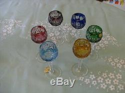 R Kunze Bleikristall Crystal Bohemian Cut to Clear Wine Glasses set of 6 handcut