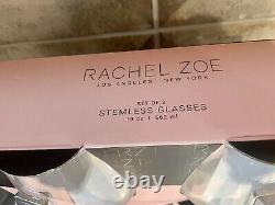 Rachel Zoe (6) Rhinestone Jeweled Gray Stone Stemless Wine Glasses 19oz NEW