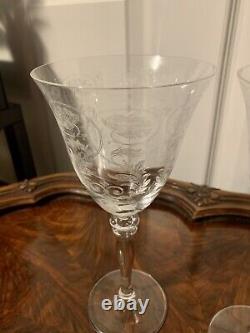 Rare Anthropologie Horta Etched Crystal Wine Glasses Set Of 2