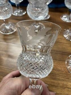 Rare Edinburgh Crystal Thistle 5 1/8 Wine Glass Set of 9