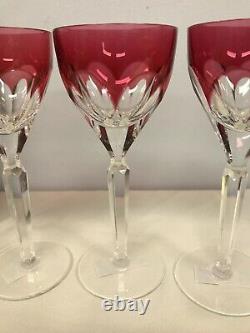 Rare Set Of 4 Mikasa Ruby Cut To Clear Panel Stem Wine Glasses Nos! New! Mib