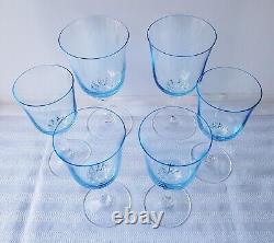 Rare Set of Six Sasaki Hawthorne Azure Wine / Water Glasses
