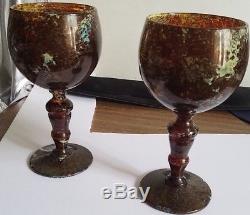 Red Moss Agate Wine Goblet/glass Set Made In Poland. Neiman Marcus. Rare, Rare