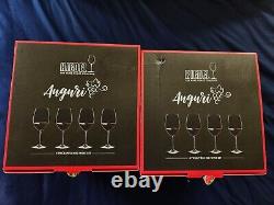 Riedel Auguri Red Wine glasses lot 2 of a set of 4 in box crystal