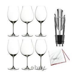 Riedel Veritas Red Wine Tasting Set (Set of 6) and Wine Stopper Bundle