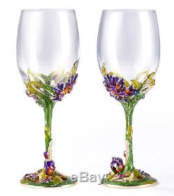 RoRo Luxury Enameled Wine Decanter & Glasses Set Bohemian & Swarovski Crystal