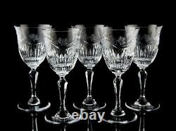 Rogaska Ivy Wine Glasses Set of 5 Vintage Elegant Cut Crystal