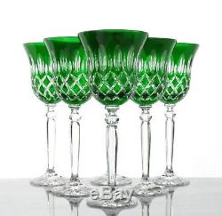 Roman Lead Glass Wine Lens 6er Set (421car) Green Hand Cut Crystal