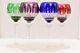 SET 4 AJKA XENIA KING LOUIS Multi Colored CUT TO CLEAR WINE HOCKS Glass Goblets