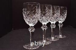 SET 4 WATERFORD CRYSTAL White Wine Glasses Goblets Powerscourt Stemware 6 3/8