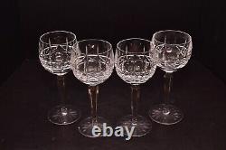 SET 4 Waterford Crystal Kylemore Stem Hock Wine Glasses Goblets Stemware 7 1/2