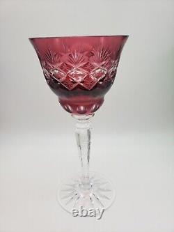 SET 6 BOHEMIAN CZECH CUT TO CLEAR CRYSTAL Wine Glasses GOBLETS Multi Colored 8