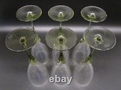SET 6 ROSENTHAL Crystal PAPYRUS Green Tulip Stem BIG 9.75 Water Wine Goblets