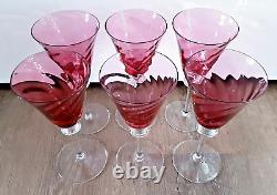 SET 6 THEREISENTHAL Glass F. SCHMIDT GARDA Swirl 7 1/8 Claret Wine Goblets #2