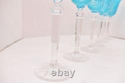 SET 6 Van Gogh Museum Crystal ETCHED Almond Blossom Wine Glasses Cut to Clear