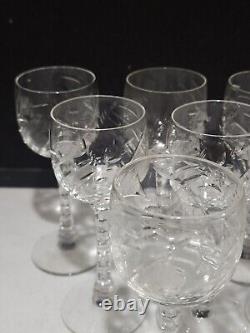 SET OF 12 RARE- Libbey Rock Sharpe ALPINE Cut Wine Glasses Goblets 5 7/8