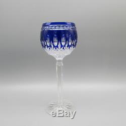 SET OF SIX Waterford Crystal CLARENDON COBALT Hock Wine Glasses