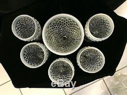 SET of 12 Moonstone Opalescent Clear Glass Hobnail WATER/WINE GOBLETS 5.25