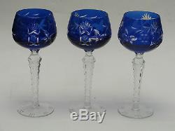 SET of 3 ANTIQUE NACHTMANN TRAUBE BOHEMIAN HAND CUT WINE GLASS FACETED STEM