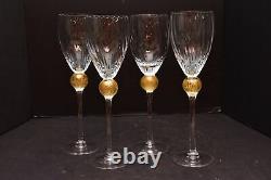 SET of 4 Union Street st Glasses Manhattan Crystal Claret wine goblets Gold Ball