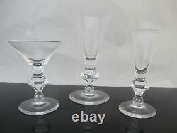 STEUBEN 7737 Pattern White WINE Champagne & Water Crystal Glass Set of 3