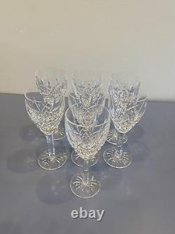 STUNNING SET(7) WATERFORD Crystal ARAGLIN Wine Glasses 7H, SIGNED, IRELAND