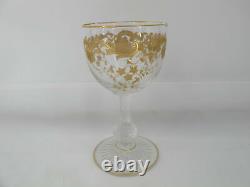 ST LOUIS French MASSENET Gold Encrusted Clear Crystal BURGUNDY Wine Glass Set