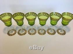 ST. LOUIS set 6 or 12 WINE GOBLETS in CALLOT Pattern. 24k gold Thistle Variant