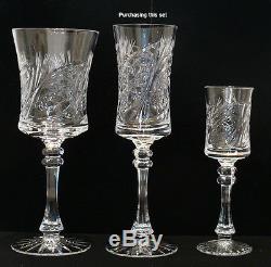 SWEDISH pattern, Tall, 24% Lead CRYSTAL wine glasses/ GOBLETS, Set of 6, Russia