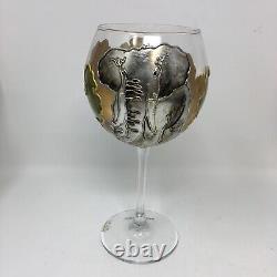 Safari Hand-Gilded Zebra Elephant Animal in Forest Decorated Wine Glass Set of 6