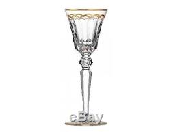 Saint Louis crystal set of 6 water glasses. Excellence Pattern withgold 10.2 NEW
