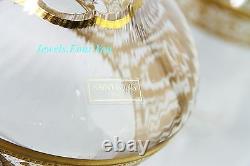 Saint St. Louis For Hermes Set Wine Decanter & 4 Glasses 24k Gold Thistle New